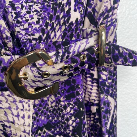 Cache Womens Dress Size L Vintage Purple Snake Print Long Sleeve Wrap V-Neck - Picture 8 of 12